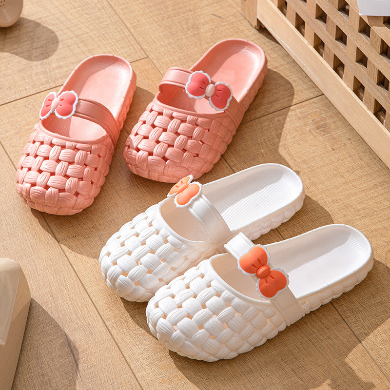 Basket Weave Slides with Bow