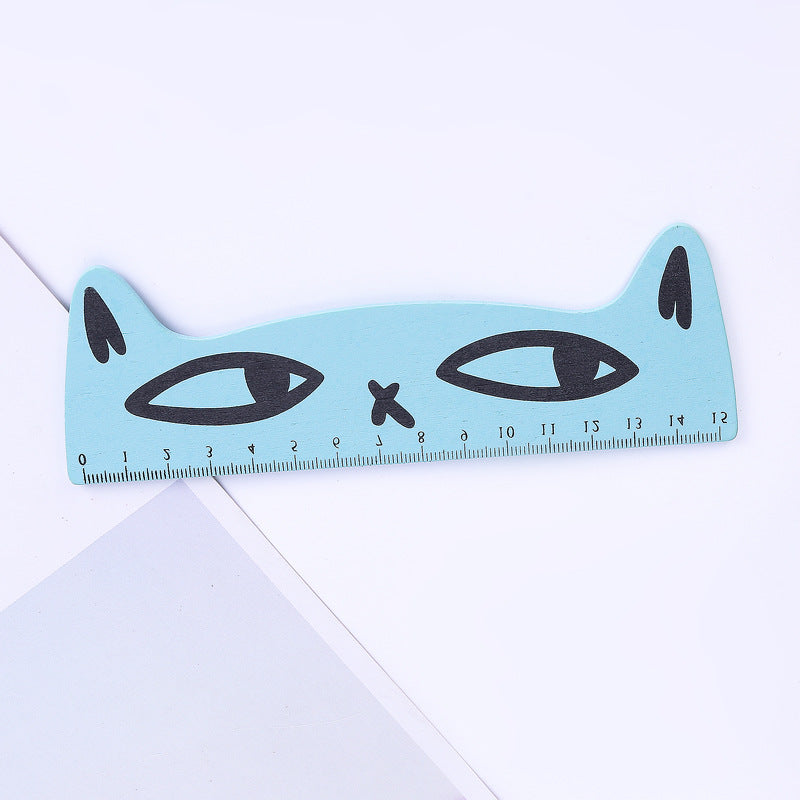 Kawaii 15cm Candy Color Animal Pet Cat Wooden Ruler