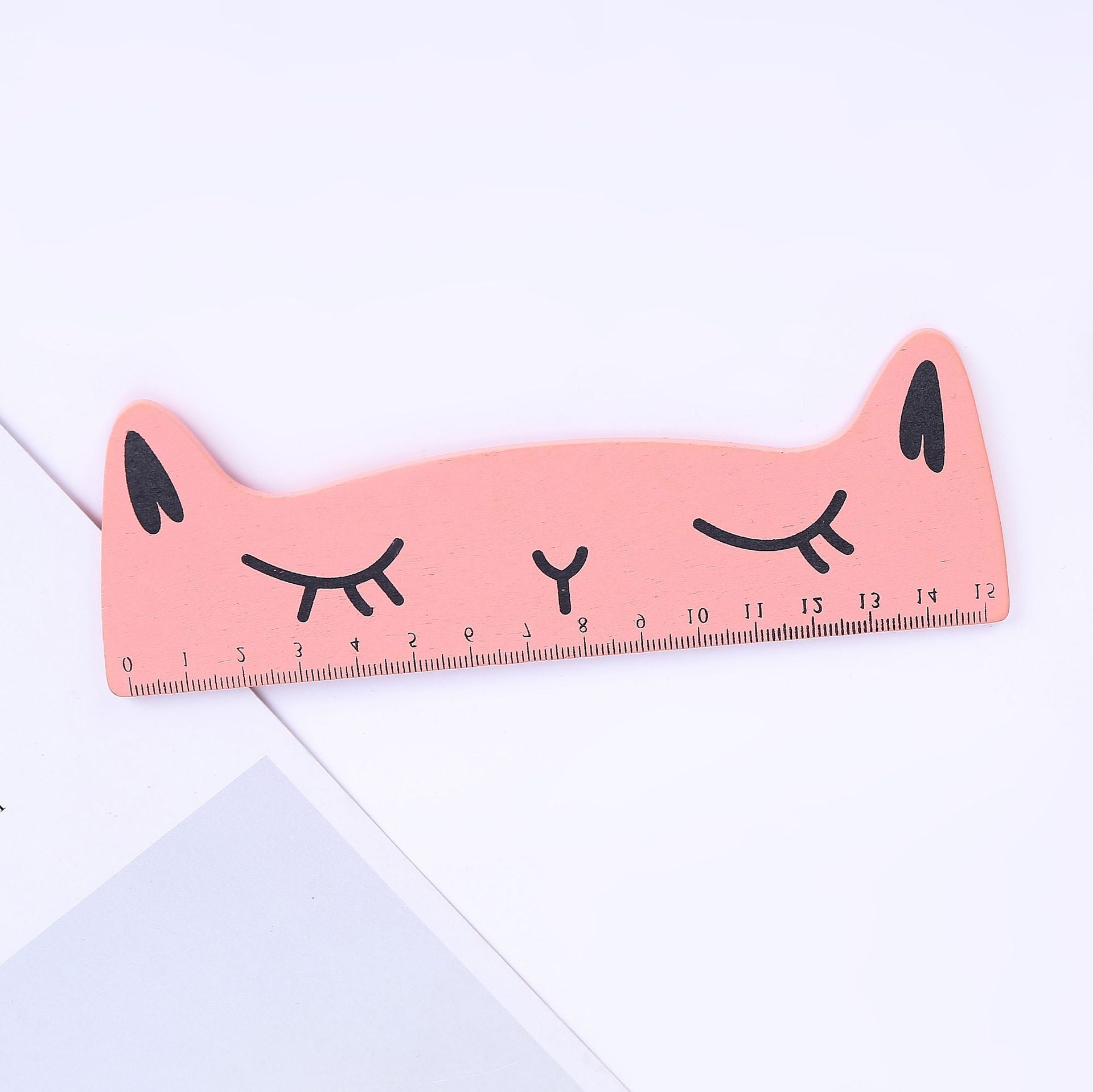 Kawaii 15cm Candy Color Animal Pet Cat Wooden Ruler