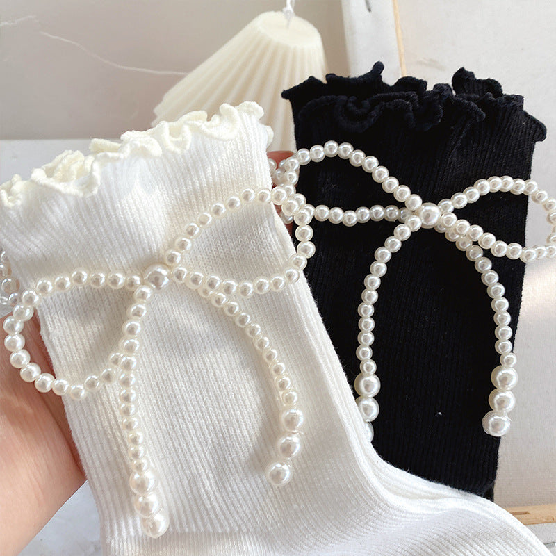 Pearl Bow Socks