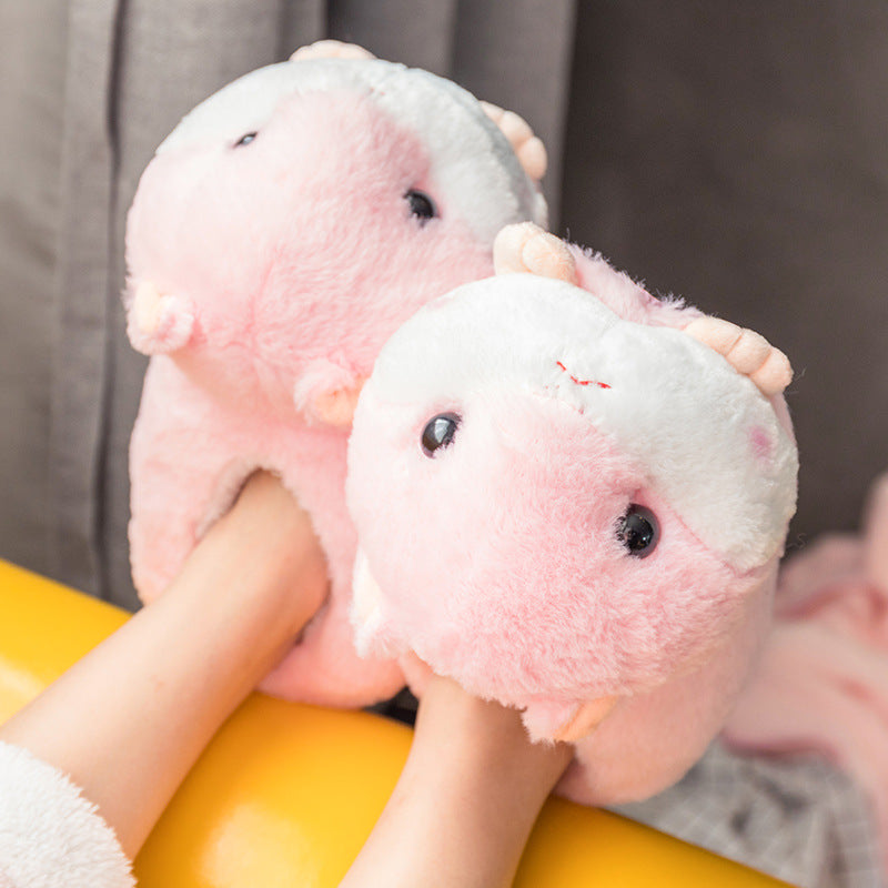 Cute Plush Hamster Slippers