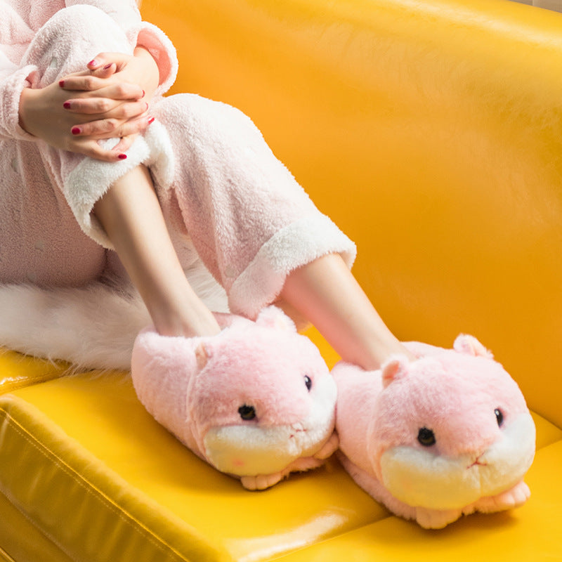 Cute Plush Hamster Slippers