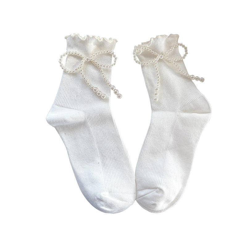 Pearl Bow Socks