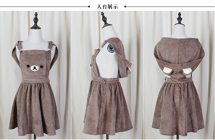 Cute Teddy Bear Overall Skirt Dress