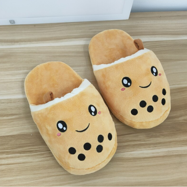 Cute Boba Tea Plush Slippers